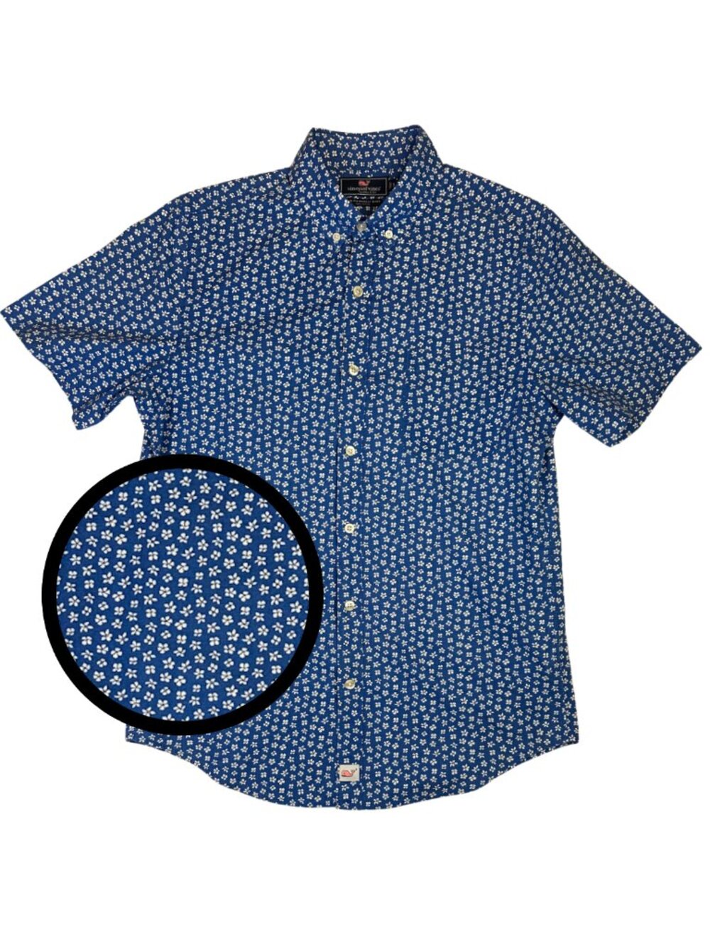 Vineyard Vines Murray Shirt Mens S Blue Floral Slim Fit Button Down